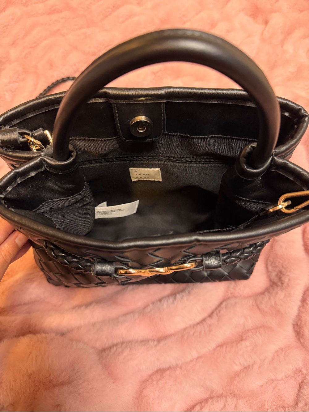 a new day Black Woven Satchel with Gold Hardware - Picture 3 of 4